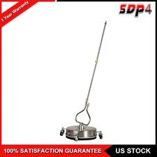 13.7" Pressure Washer Surface Cleaner Max 4000PSI w/ 4 Wheels Stainless Steel