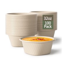 32 Ounce Large Paper Bowls Disposable Soup Bowl Disposable Heavy Duty Compost...