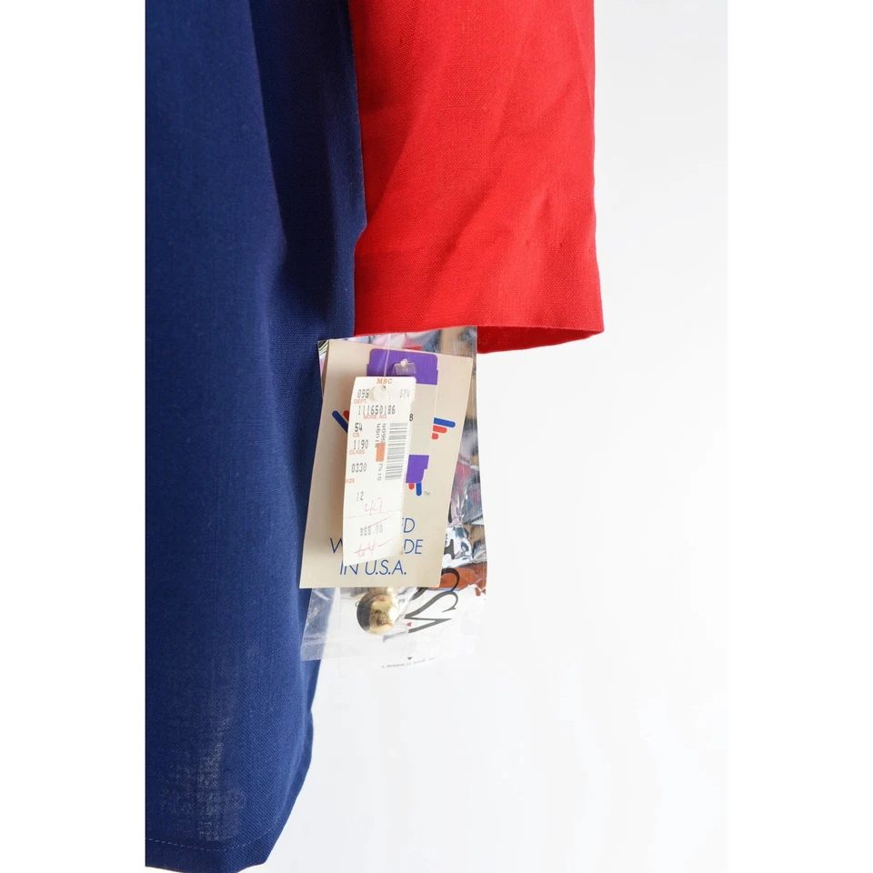 Vestido Vaina Vintage Rojo Azul Marino Militar Náutico Vasco Cintura Plisada Frontal M Foto 4 de 4