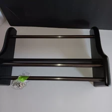 Black Wooden Shelf With Metal Rails. Towel Bar/shelf.
