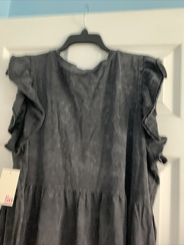 Sho Women's Mineral Wash Sleeveless Shirt Dress Black Size Mid Calf - Picture 11 of 12