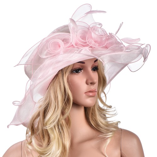 Vestido de mujer Iglesia Boda Kentucky Derby Ancho Ala Pluma Sun Floppy Hat A341 - Imagen 94 de 119
