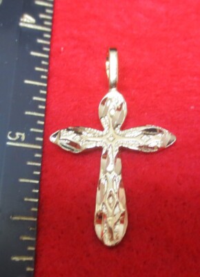 14KT EP OUTLINED CONTEMPORARY CROSS CHARM PENDANT-2045 WAS 9.95