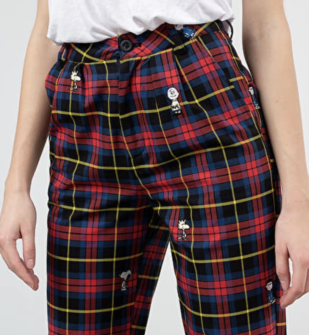 Lazy Oaf x Peanuts Character Repeat Check Pants SIZE 12 UK