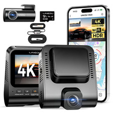 4K+1080P Dash Cam WiFi 6 GPS APP ADAS Kamera Nachtsicht 64GB TF+Hardwire-Kit