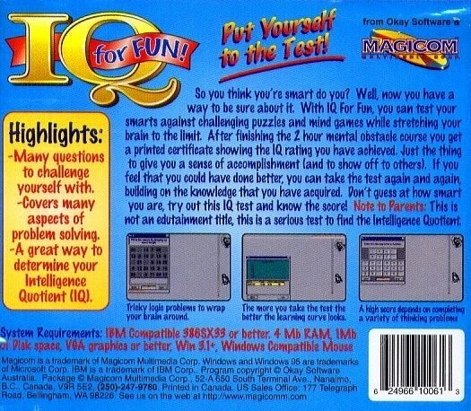 IQ FOR FUN! Put Yourself to the Test (Ages 8+) (PC-CD, 1995) - NEW CD in SLEEVE - Image 3 of 3