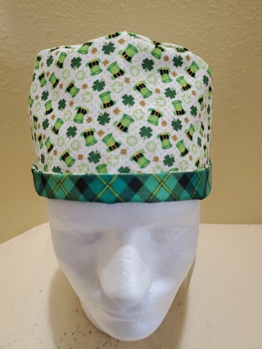 Clovers and Hats St. Patrick's Men's Skull/Chemo Surgical Scrub Hat/Cap Handmade - Picture 3 of 8