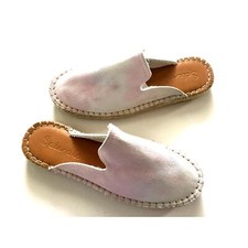 Splendid Julia Pink White Tie Dye Canvas Slip On Espadrille Mules 6M Flat Shoes