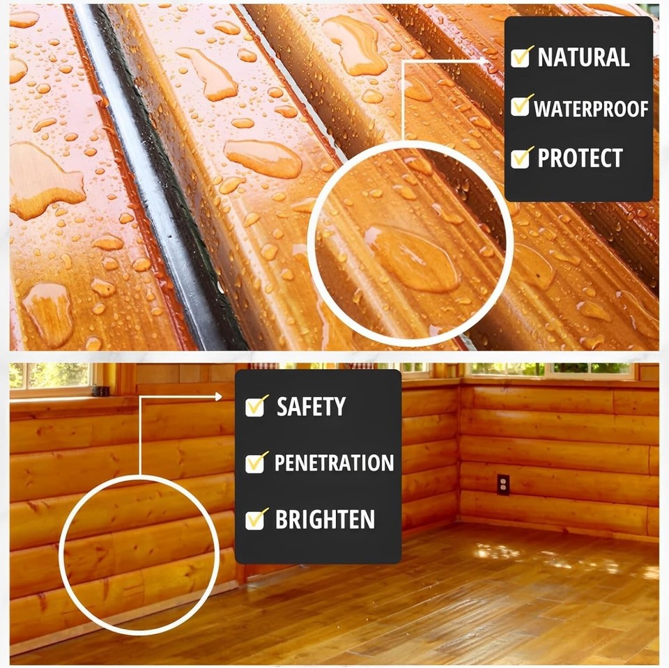 128 OZ Pure Tung Oil for Wood Finishing with Wood Brush, Waterproof