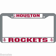 HOUSTON ROCKETS TEAM LOGO NBA BASKETBALL CHROME LICENSE PLATE FRAME MADE IN USA