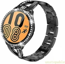 Bling Metal Strap Wrist Band PC Diamond Case For Samsung Galaxy Watch 7 40 44MM