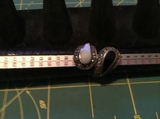 Vintage 925 Sterling Silver Mother Of Pearl Onyx Marcasite Statement Ring Size 6