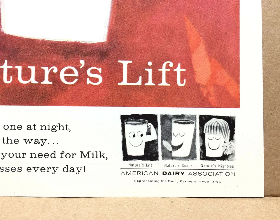 Anúncio impresso vintage 1960 Milk Nature's Lift Saul Mandel American Dairy Association - Imagem 4 de 4
