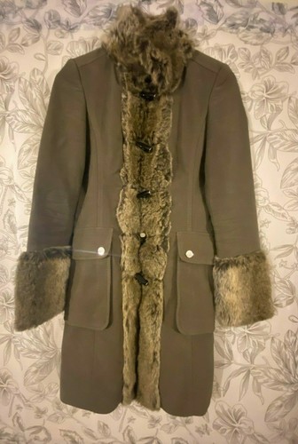 Karen Millen Stone Grey Faux Fur Trim 