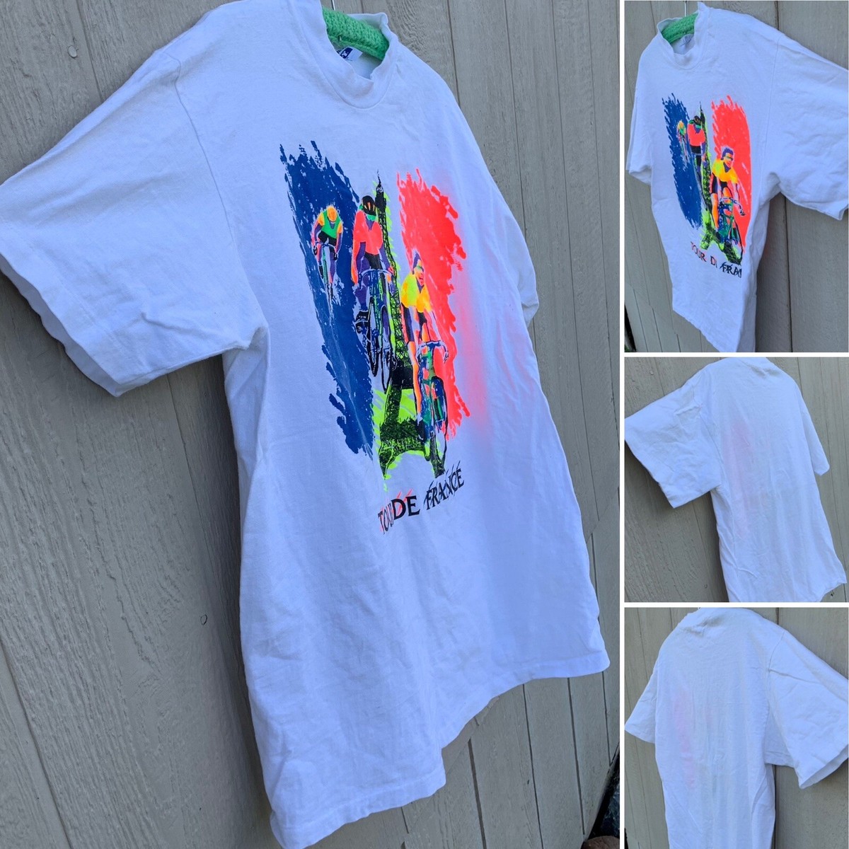 vintage Tour de France t shirt neon graphics 80s 90s cycling