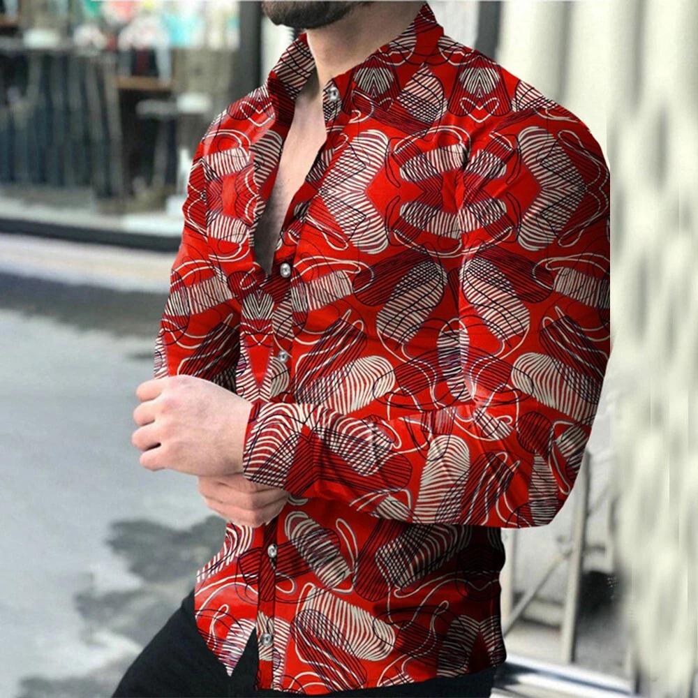 Red long hotsell sleeve dress shirt