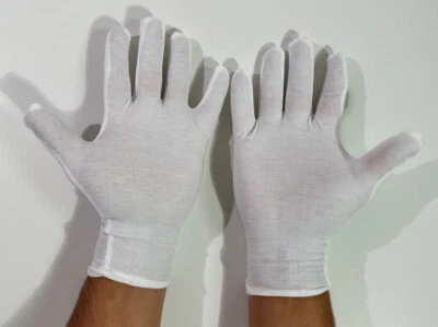 Rovtop 12 Paar Weiße Baumwolle Handschuhe 24 Stück Gr. L Stoff Atmungsaktiv HLF