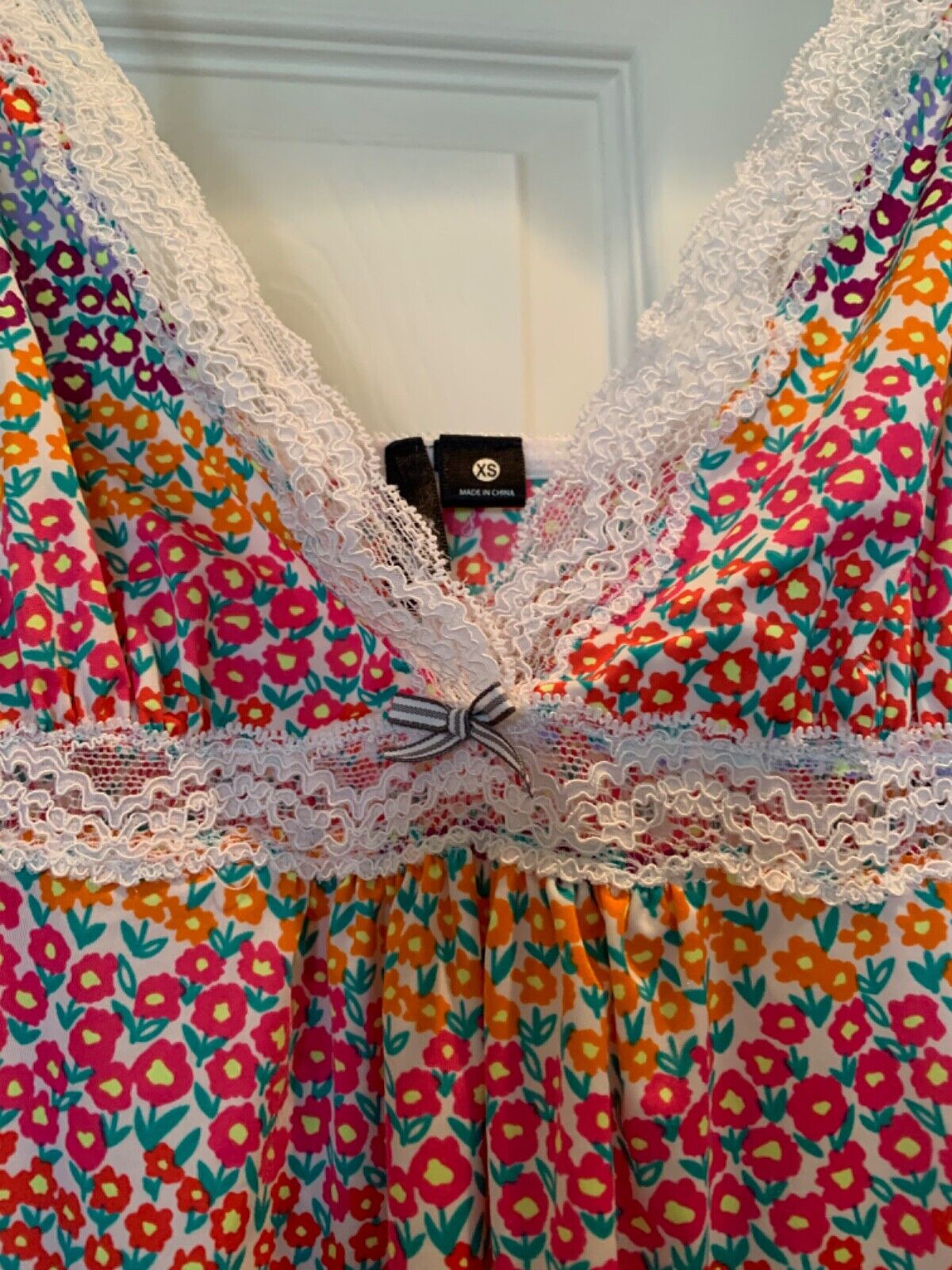 Kensie rainbow floral lingerie nighty top size XS… - image 3