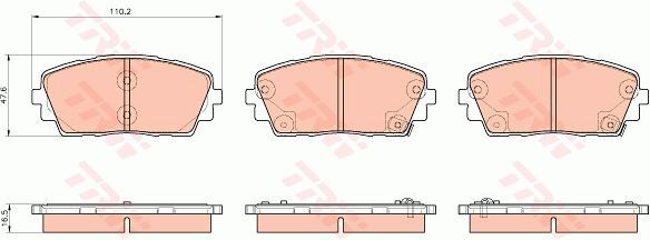 Jeu de 4 plaquettes de frein avant pour Kia Picanto II versions 1.0 et 1.2 Bi-Fuel LPG