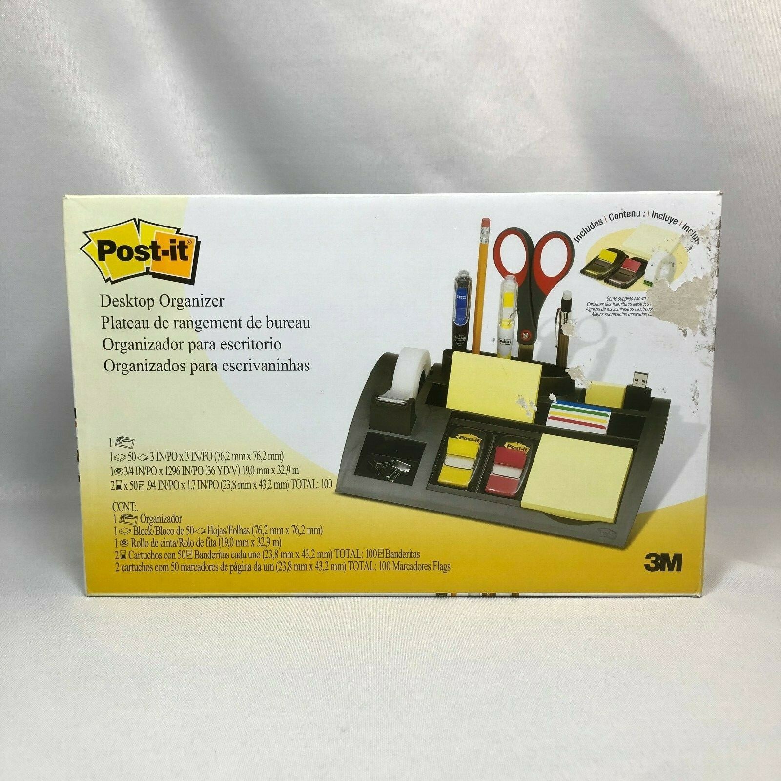 3M PostIt Desktop Organizer Office Desk Caddy Tray Tape Supplies NEW