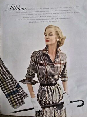 1951 Womens David Crystal Milliken Cadogan wool dress vintage fashion ad