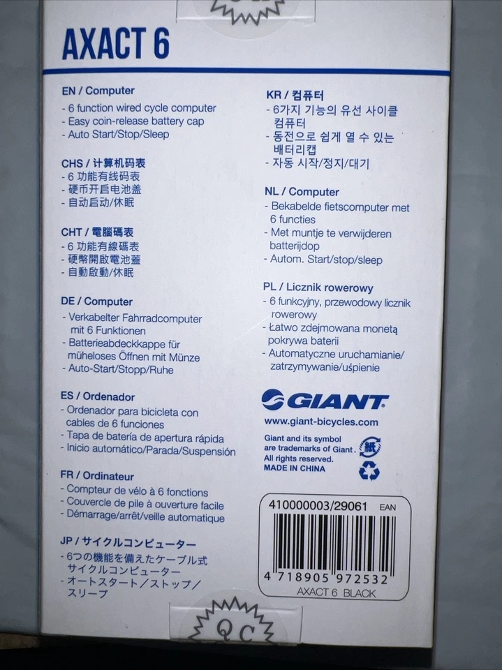 Giant Axact 6 Wired Cycle Computer New In Box - Image 3 of 4