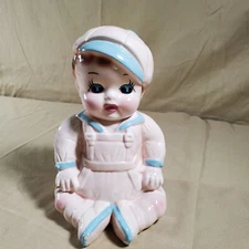 50's 60's Vtg Baby Nursery Accent Vase Planter Pink & Blue Welcome Baby Decor 