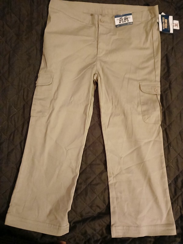 Nice School Uniform Pants Juniors Sz 15/16 Beige Flared Boot Chino Stretch, NWT