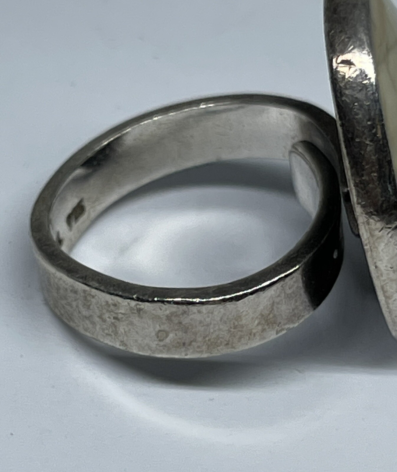 Sterling Silver Agate Adjustable Ring signed Mich… - image 2