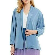 Nwot Halston Dusk Blue Oversized Full Zip Front Bomber Jacket Women's Size M/m