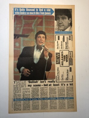 TOM JONES 'Delilah not my scene' 1968 newsprint  POSTER 16x24 inches