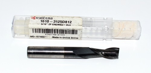 5/16" (.3125") CARBIDE END MILL 2 FLUTE DLC COATED KYOCERA 1610-3125D812 USA - Picture 2 of 2
