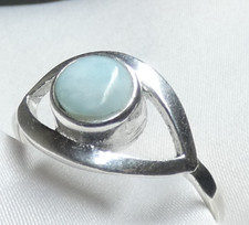 Ring 925 Silber Gr. 19,4 (61) runder Larimar ...