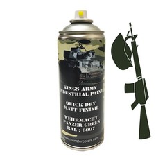 Kings Army Panzer Green Spray Paint, Matte Finish, RAL 6007, 400ml, WWII Tanks