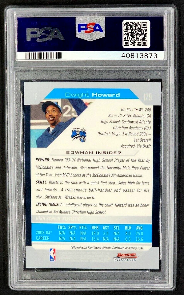 2004 2004-05 Bowman Chrome #129 Dwight Howard Rookie RC PSA 10 Gem Mint - Image 2 of 4