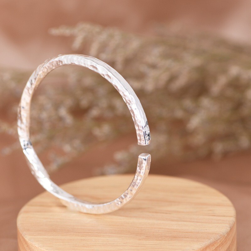 Orecchini a disco martellato in argento sterling, orecchini a