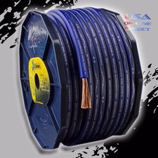 8 AWG True Gauge 100 OFC Copper BLUE FLAT Power Ground Wire Cable Car Audio US