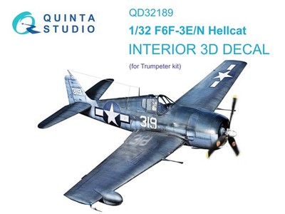 1:32 3D Decal F6F-3E/N Hellcat Interior Color Decal - Quinta QD32189 (Trumpeter)