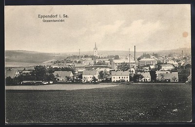 Eppendorf / Sachsen, Teilansicht der Ortschaft, Ansichtskarte 1925 