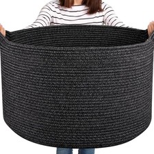 Large Woven Baskets for Storage, 22.8" x 22.8" x 13" Blanket Storage Living R...