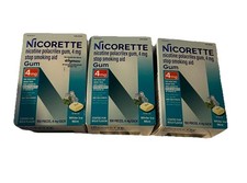 3 Boxes Of Nicorette 4 mg White Ice Mint Nicotine Gum - 100 Count Exp. 2028 