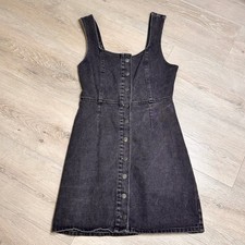Urban Outfitters Black Denim Button Down A Line Mini Dress Jean Size 6 Small S