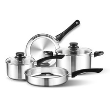 Fuexmotco 6-Piece Stainless Steel 2.5 QT & 5.5 & 8 INCH &10 INCH, Sliver