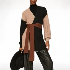 Love Whit by Whitney Port Tie Colorblock Cardigan Women’s Size XL NWT