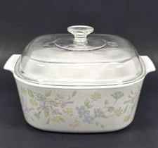 VINTAGE CORNING WARE PASTEL BOUQUET CASSEROLE DUTCH OVEN 5 LITER A-5-B W/ LID