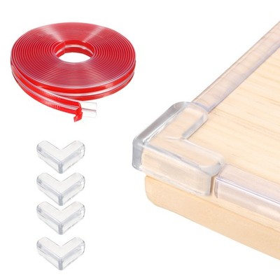 19.7ft (6M) x 0.4'' (10MM) Clear Furniture Corner Guard with 4 Corners Guards
