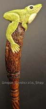 Frog design wooden walking stick hand carved for men women walking cane gift D