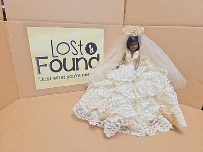 Vintage Plastic African American Wedding Bride Doll Moving Eyes *SEE PICS