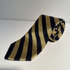 Brooks Brothers Repp Tie Navy Blue Gold Striped Silk Necktie Ivy Classic 62