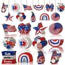 36 Pcs 4th of July Patriotic Tree Ornaments Red White Blue Hanging Decor Set